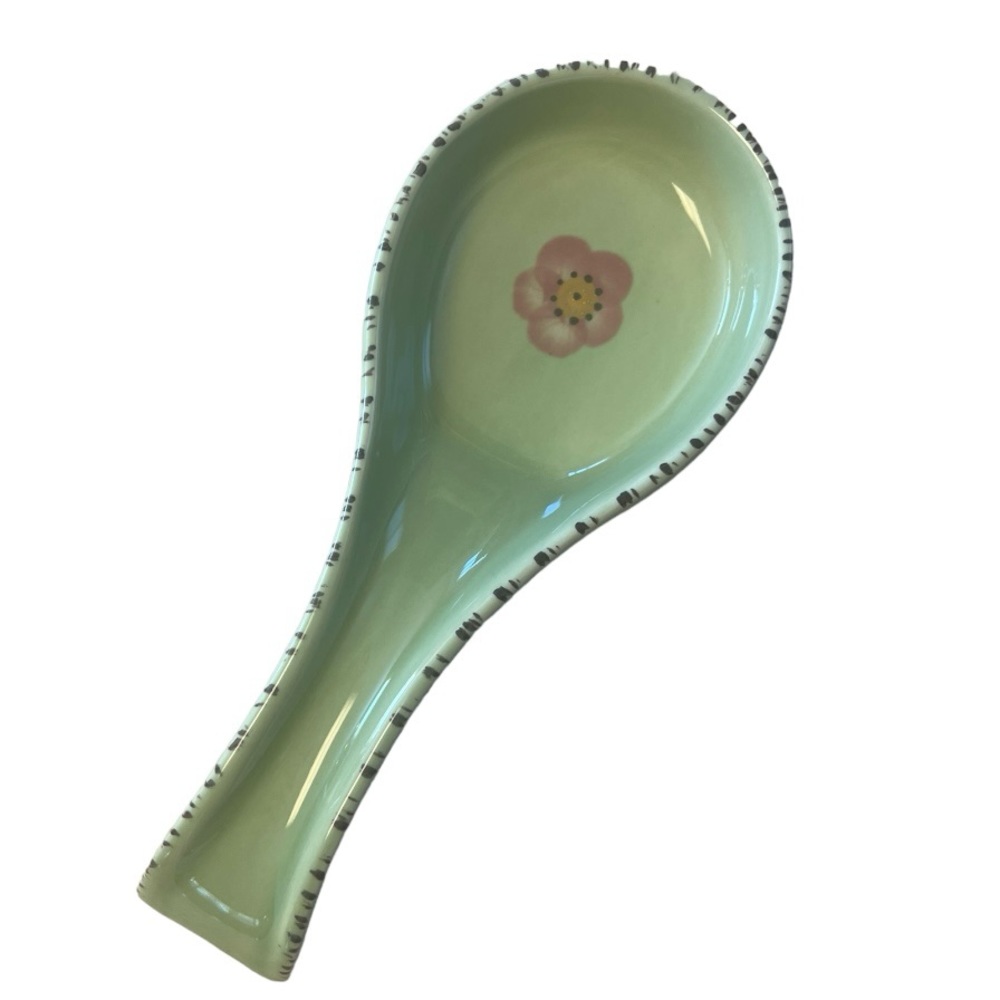 Franciscan Flora Spoon Rest Green and Pink Floral Desert Rose Earthenware - Picture 7 of 7